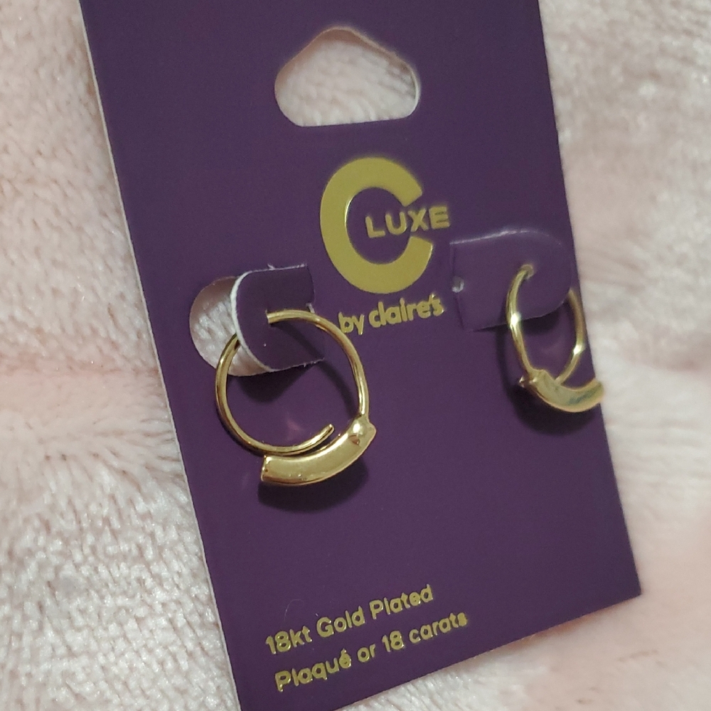 Luxe by Claire's 18k Gold Plated Tiny Hoop Earrings Sensitive Solutions